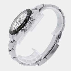 Rolex White Stainless Steel Cosmograph Daytona Automatic Men's Wristwatch 40 mm