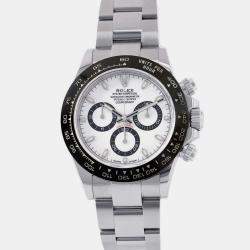 Rolex White Stainless Steel Cosmograph Daytona Automatic Men's Wristwatch 40 mm
