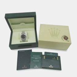 Rolex Black Diamond 18k White Gold Stainless Steel Datejust Automatic Men's Wristwatch 36 mm