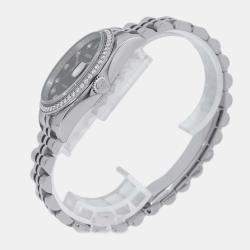 Rolex Black Diamond 18k White Gold Stainless Steel Datejust Automatic Men's Wristwatch 36 mm
