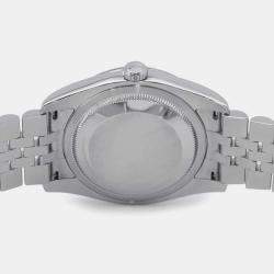 Rolex Black Diamond 18k White Gold Stainless Steel Datejust Automatic Men's Wristwatch 36 mm