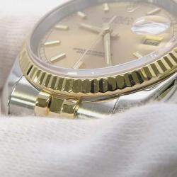 Rolex Champagne 18k Yellow Gold Stainless Steel Datejust  Automatic Men's Wristwatch 36 mm