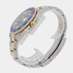 Rolex Blue 18k Yellow Gold Stainless Steel Submariner Automatic Men's Wristwatch 40 mm