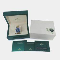 Rolex Blue 18k Yellow Gold Stainless Steel Submariner Automatic Men's Wristwatch 41 mm