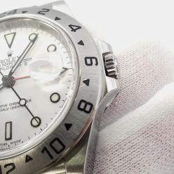 Rolex White Stainless Steel Explorer II 16570 Automatic Men's Wristwatch 40 mm