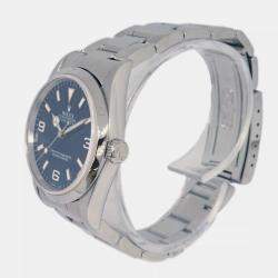 Rolex Black Stainless Steel Explorer 14270 Automatic Men's Wristwatch 36 mm