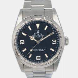 Rolex Black Stainless Steel Explorer 14270 Automatic Men's Wristwatch 36 mm