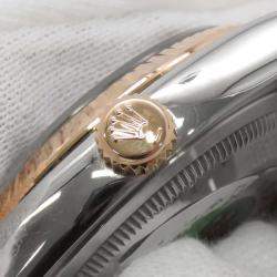 Rolex Black 18k Rose Gold Stainless Steel Datejust Automatic Men's Wristwatch 36 mm