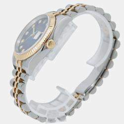 Rolex Blue 18k Yellow Gold Stainless Steel Datejust 116233 Automatic Men's Wristwatch 36mm