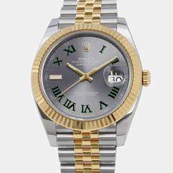 Rolex Grey 18k Yellow Gold Stainless Steel Datejust 126333 Automatic Men's Wristwatch 41mm