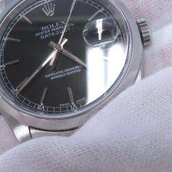 Rolex Black Stainless Steel Datejust 16200 Automatic Men's Wristwatch 36mm