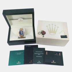Rolex Blue 18k Yellow Gold Stainless Steel Datejust Automatic Men's Wristwatch 36mm