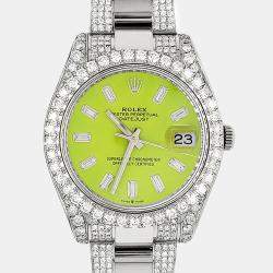 Rolex Custom Green 10.3ct Diamonds Stainless Steel Datejust II  Automatic Men's Wristwatch 41mm