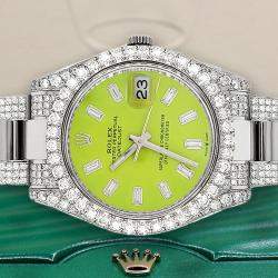 Rolex Custom Green 10.3ct Diamonds Stainless Steel Datejust II  Automatic Men's Wristwatch 41mm