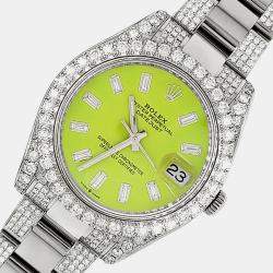 Rolex Custom Green 10.3ct Diamonds Stainless Steel Datejust II  Automatic Men's Wristwatch 41mm