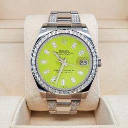 Rolex Custom Green 5ct Diamonds Stainless Steel Datejust II  Automatic Men's Wristwatch 41mm
