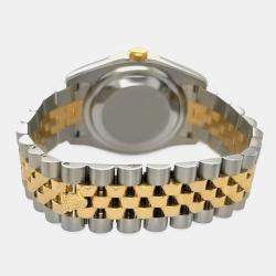 Rolex Custom Green 3.05ct Stainless Steel Yellow Gold Datejust  Automatic Men's Wristwatch 36mm