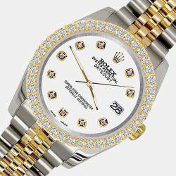 Rolex Custom White 3.05ct Diamonds 18K Yellow Gold Stainless Steel Datejust 116233 Automatic Men's Wristwatch 36mm
