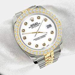 Rolex Custom White 3.05ct Diamonds 18K Yellow Gold Stainless Steel Datejust 116233 Automatic Men's Wristwatch 36mm