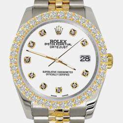 Rolex Custom White 3.05ct Diamonds 18K Yellow Gold Stainless Steel Datejust 116233 Automatic Men's Wristwatch 36mm