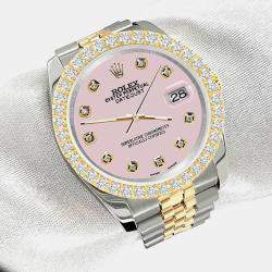 Rolex Custom Orchid Pink 3.05ct Diamonds 18K Yellow Gold Stainless Steel Datejust 116233 Automatic Men's Wristwatch 36mm