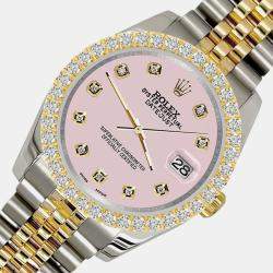 Rolex Custom Orchid Pink 3.05ct Diamonds 18K Yellow Gold Stainless Steel Datejust 116233 Automatic Men's Wristwatch 36mm