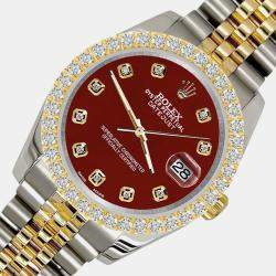 Rolex Custom Imperial Red 3.05ct Diamonds 18K Yellow Gold Stainless Steel Datejust 116233 Automatic Men's Wristwatch 36mm