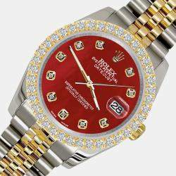 Rolex Custom Red 3.05ct Diamonds 18K Yellow Gold Stainless Steel Datejust 116233 Automatic Men's Wristwatch 36mm