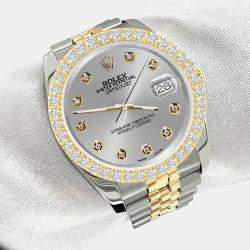 Rolex Custom Gray 3.05ct Diamonds 18K Yellow Gold Stainless Steel Datejust 116233 Automatic Men's Wristwatch 36mm