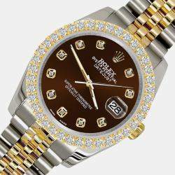 Rolex Custom Chocolate  3.05ct Diamonds 18K Yellow Gold Stainless Steel Datejust 116233 Automatic Men's Wristwatch 36mm