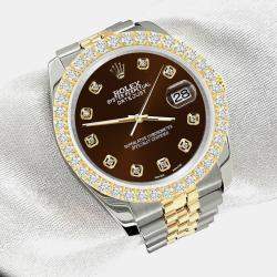 Rolex Custom Chocolate  3.05ct Diamonds 18K Yellow Gold Stainless Steel Datejust 116233 Automatic Men's Wristwatch 36mm