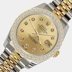 Rolex Custom Champagne 3.05ct Diamonds 18K Yellow Gold Stainless Steel Datejust 116233 Automatic Men's Wristwatch 36mm