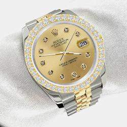Rolex Custom Champagne 3.05ct Diamonds 18K Yellow Gold Stainless Steel Datejust 116233 Automatic Men's Wristwatch 36mm