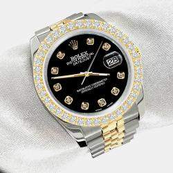 Rolex Custom Black 3.05ct Diamonds 18K Yellow Gold Stainless Steel Datejust 116233 Automatic Men's Wristwatch 36mm