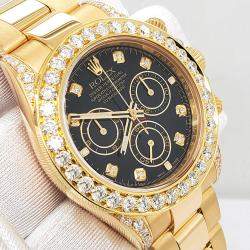 Rolex Custom Black 4.8ct Diamonds 18K Yellow Gold Cosmograph Daytona 116528 Automatic Men's Wristwatch 40mm