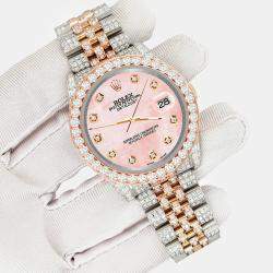 Rolex Custom Royal Pink 10.75ct Diamonds 18K Rose Gold Stainless Steel Datejust 116231 Automatic Men's Wristwatch 36mm
