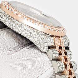 Rolex Custom Rhodium Gray 10.75ct Diamonds 18K Rose Gold Stainless Steel Datejust 116231 Automatic Men's Wristwatch 36mm