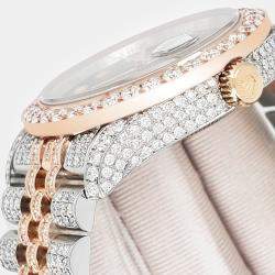 Rolex Custom Rhodium Gray 10.75ct Diamonds 18K Rose Gold Stainless Steel Datejust 116231 Automatic Men's Wristwatch 36mm