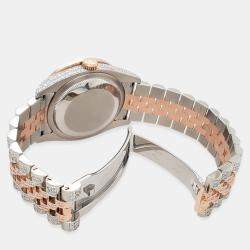 Rolex Custom Rhodium Gray 10.75ct Diamonds 18K Rose Gold Stainless Steel Datejust 116231 Automatic Men's Wristwatch 36mm