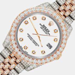 Rolex Custom White 10.75ct Diamonds 18K Rose Gold Stainless Steel Datejust 116231 Automatic Men's Wristwatch 36mm