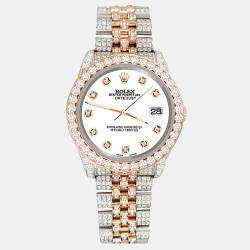 Rolex Custom White 10.75ct Diamonds 18K Rose Gold Stainless Steel Datejust 116231 Automatic Men's Wristwatch 36mm