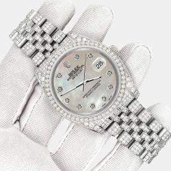 Rolex Custom Champagne 10.2ct Diamonds Stainless Steel Datejust 116200 Automatic Men's Wristwatch 36mm