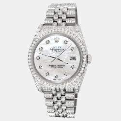 Rolex Custom White 10.2ct Diamonds Stainless Steel Datejust 116200 Automatic Men's Wristwatch 36mm