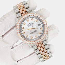 Rolex Custom White 10.75ct Diamonds 18K Rose Gold Stainless Steel Datejust 116231 Automatic Men's Wristwatch 36mm