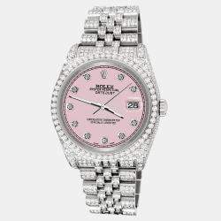 Rolex Custom Orchid Pink 10.2ct Diamonds Stainless Steel Datejust 116200 Automatic Men's Wristwatch 36mm