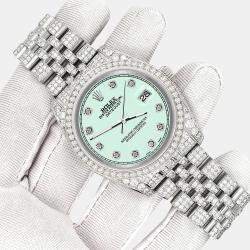 Rolex Custom Malachite 10.2ct Diamonds Stainless Steel Datejust 116200 Automatic Men's Wristwatch 36mm