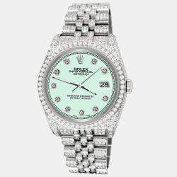 Rolex Custom Malachite 10.2ct Diamonds Stainless Steel Datejust 116200 Automatic Men's Wristwatch 36mm