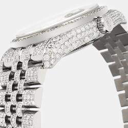 Rolex Custom Satin Linen 10.2ct Diamonds Stainless Steel Datejust 116200 Automatic Men's Wristwatch 36mm