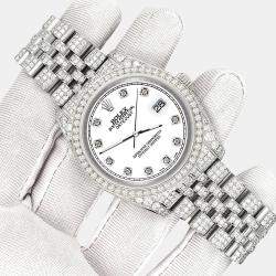 Rolex Custom White 10.2ct Diamonds Stainless Steel Datejust 116200 Automatic Men's Wristwatch 36mm