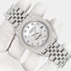 Rolex Custom White 10.2ct Diamonds Stainless Steel Datejust 116200 Automatic Men's Wristwatch 36mm